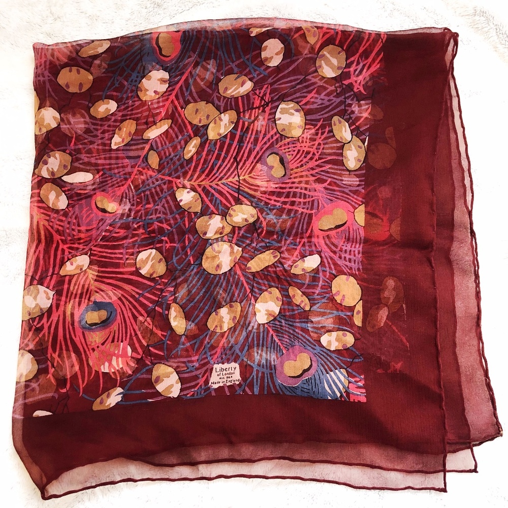 Peacock Red Silk Scarf Liberty of London